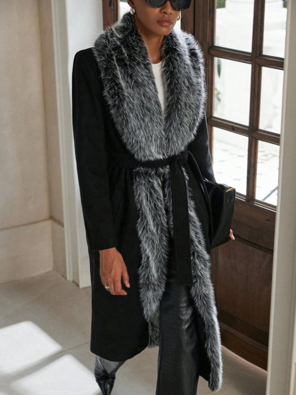Multicolor Elegant Women's Faux Fur & Patchwork Waist Jacket